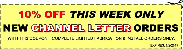 Channel Letter Discount Coupon